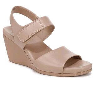 NEW Naturalizer Imani Open Round Toe Wedge Sandal Vintage Mauve Leather Size 9.5